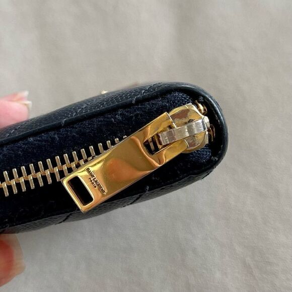 YSL Navy Monogram Matelassé Leather Zip-Around Continental Wallet - Picture 8 of 8